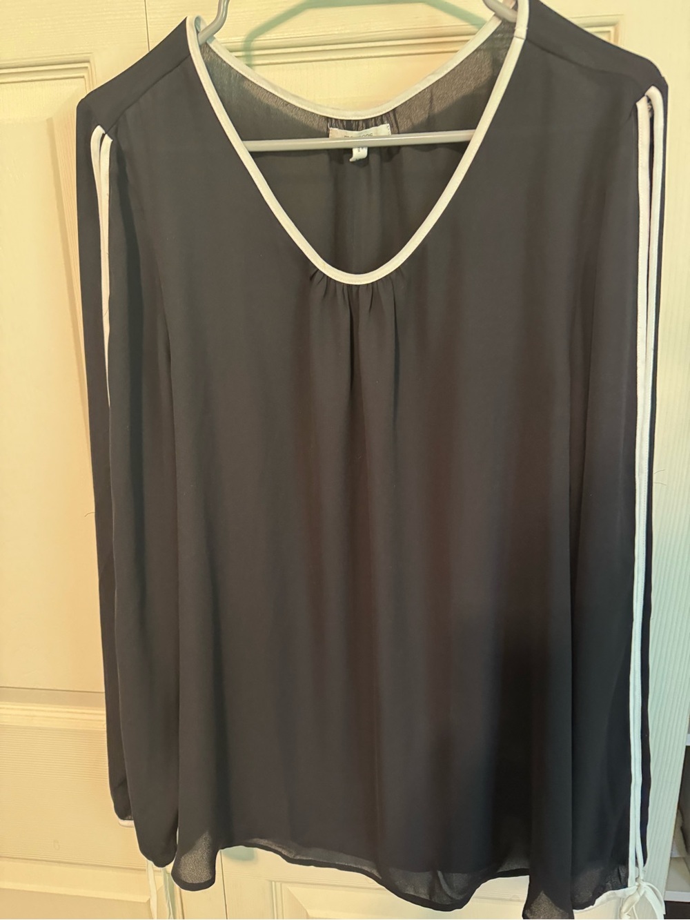 Maurices Black Blouse with White Trim Detail